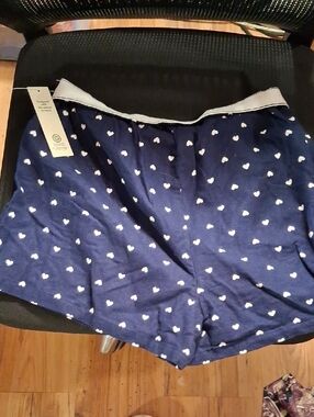 No Boundaries Navy Blue Heart Print Lounge Shorts